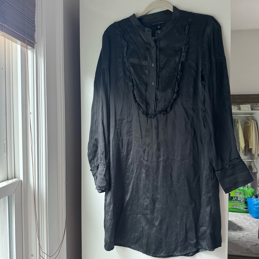 VTG | BANANA REPUBLIC SILK GIRLY COQUETTE UTILITY SHIRT DRESS TUNIC QUIET LUXURY - Picture 4 of 12